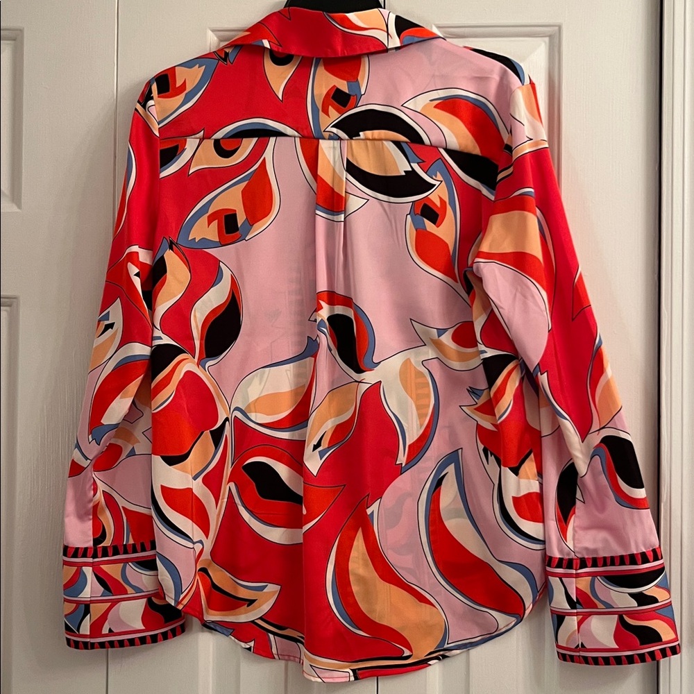 Pucci Inspired Rachel Zoe New With Tags Long Sleeve Button Front Blouse - Picture 7 of 9